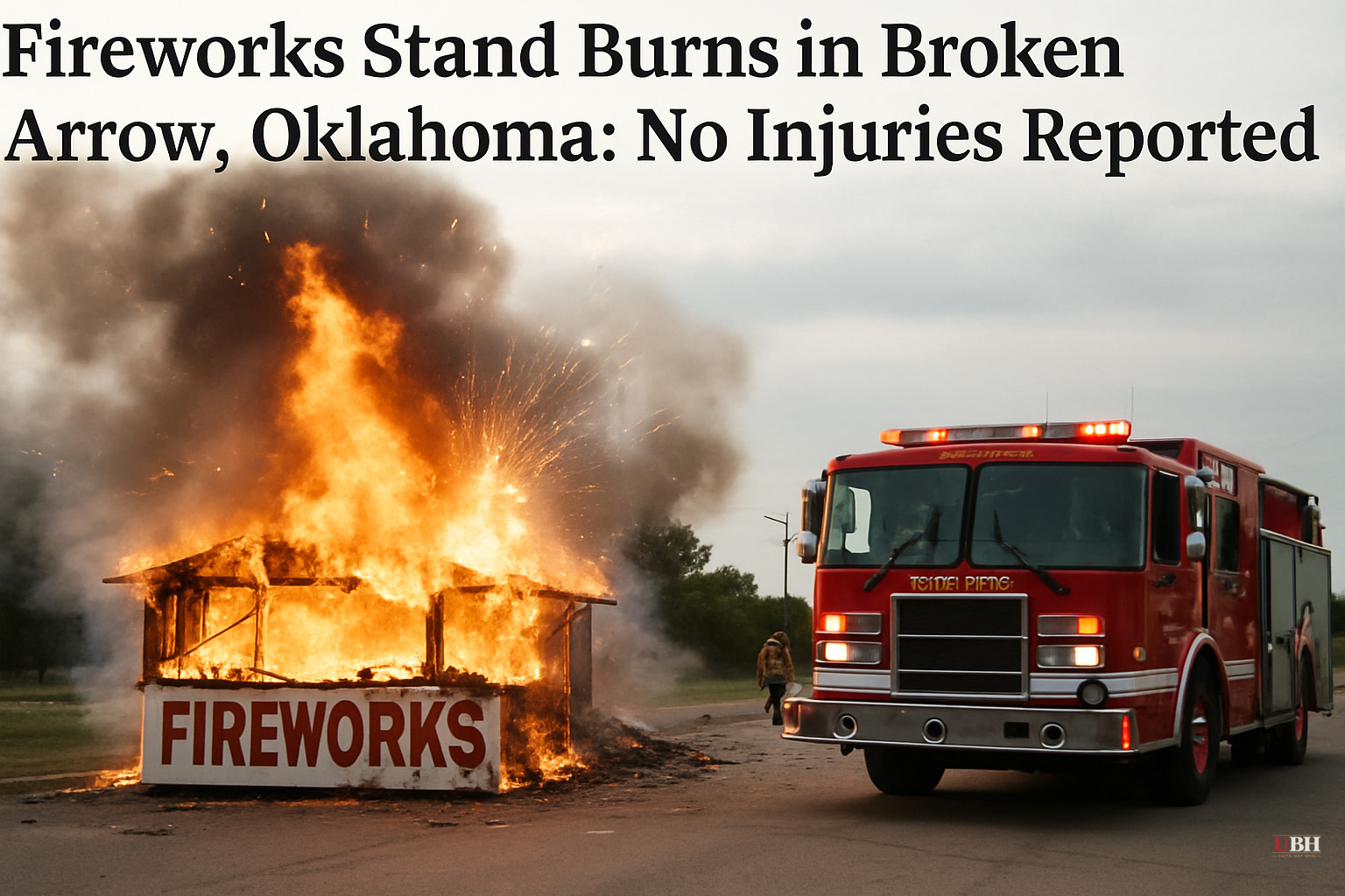 Fireworks Stand Burns in Broken Arrow, Oklahoma. No Injuries Reported.
