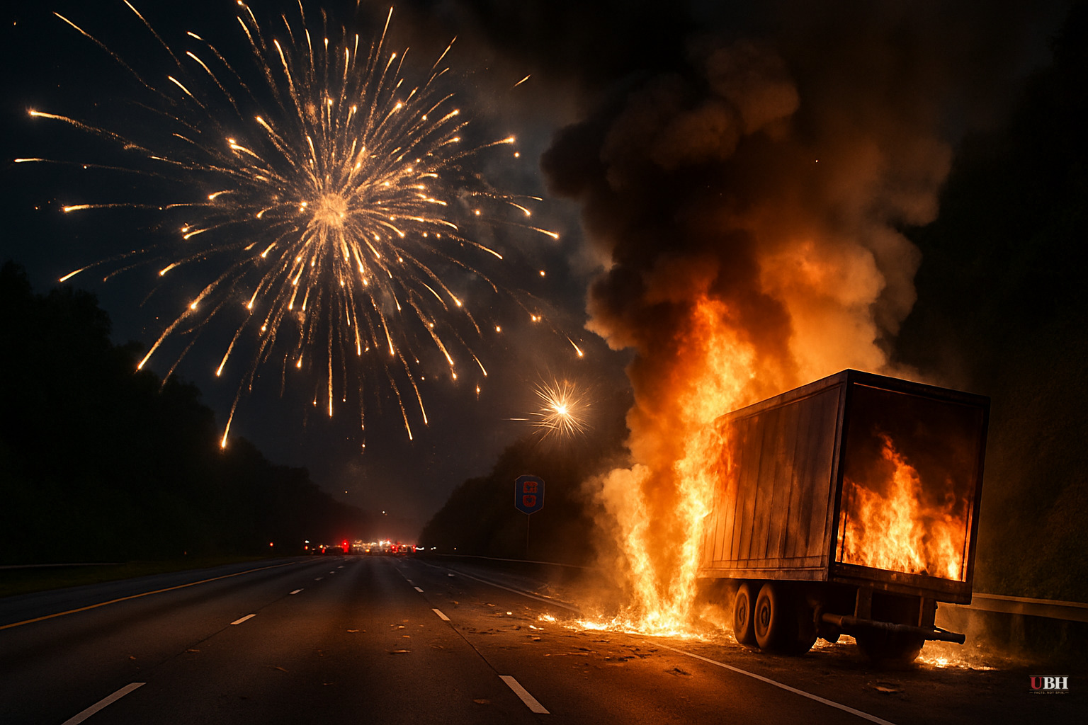 Fireworks Trailer Burns on I-75 in Tennessee, Sends Pyrotechnics Flying Across Highway — No Injuries