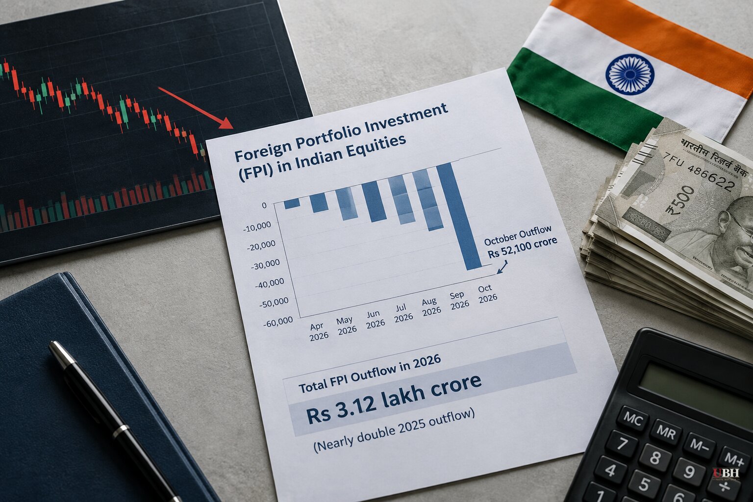 Foreign Investors Pull Rs 52,100 Crore From Indian Stocks in October, Taking 2026 Outflow to Rs 3.12 Lakh Crore