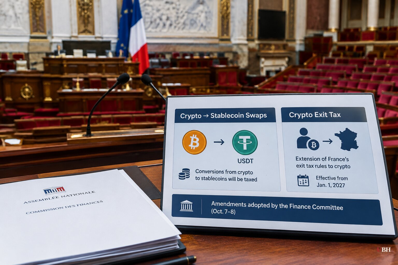 French Assembly Committee Backs Tax on Crypto-to-Stablecoin Swaps and €800,000 Crypto Exit Tax