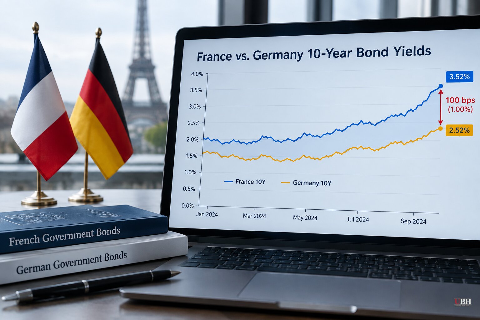 French Borrowing Premium Over Germany Hits 100 Basis Points, Widest Since the Eurozone Debt Crisis