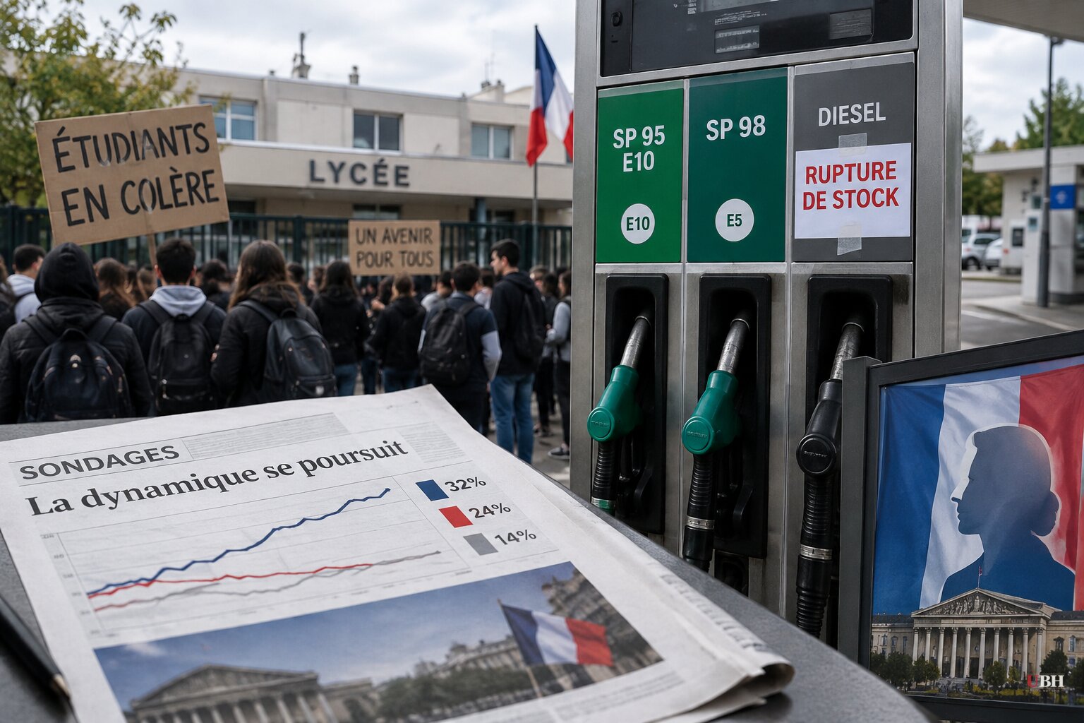 French School Riots and Diesel Crisis Collide as Le Pen's Polling Lead Widens