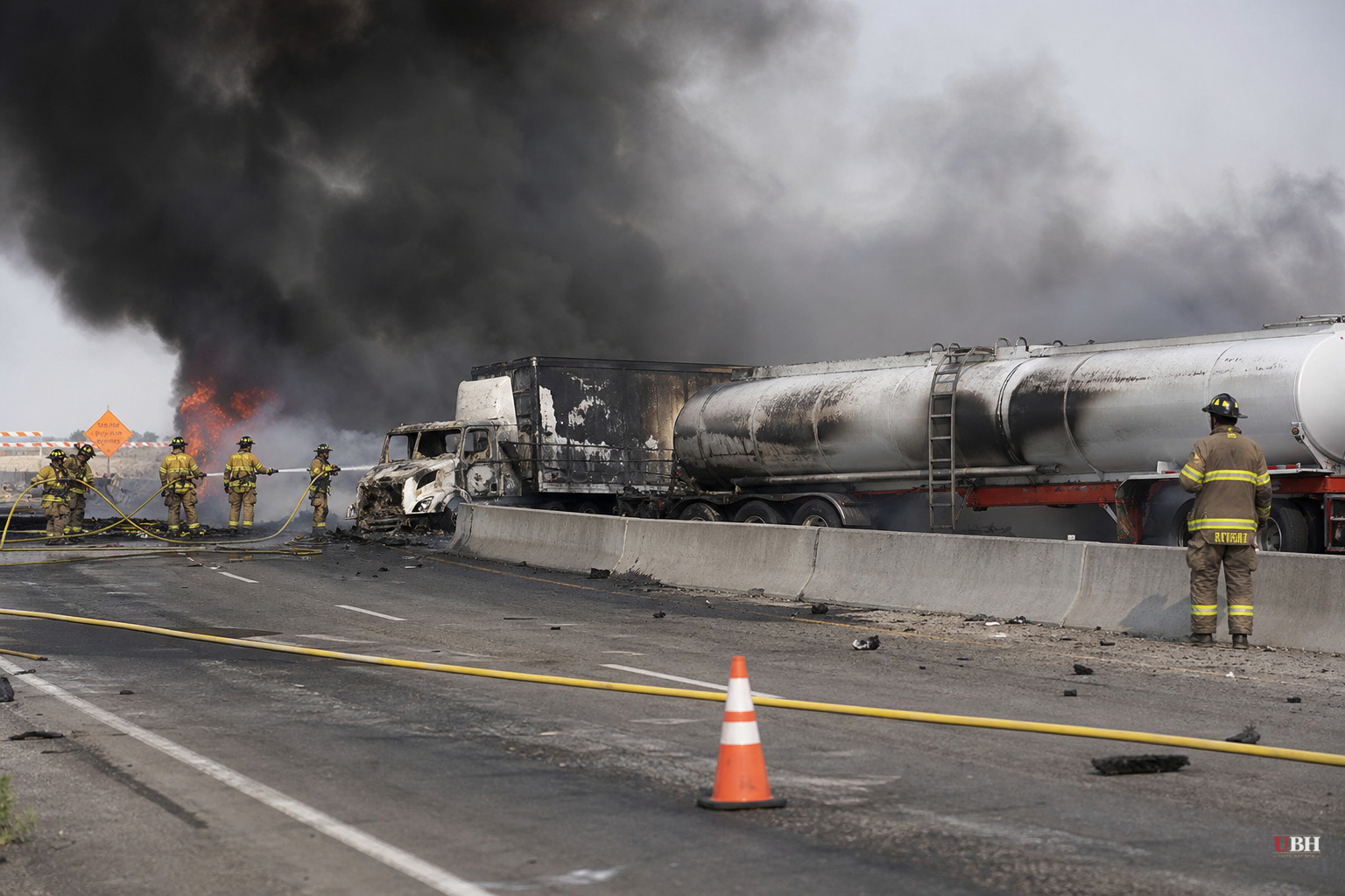 Gas Tanker Carrying 8,600 Gallons Explodes on Highway 99 in Fresno County, Both Drivers Survive
