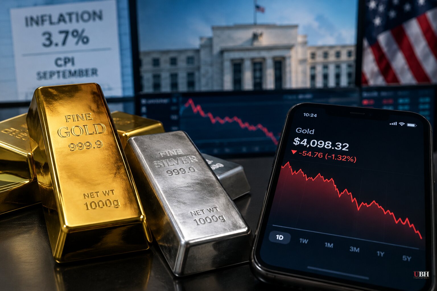 Gold Falls Below $4,100 to Lowest Since Early August After 3.7% CPI Lifts Fed Hike Bets