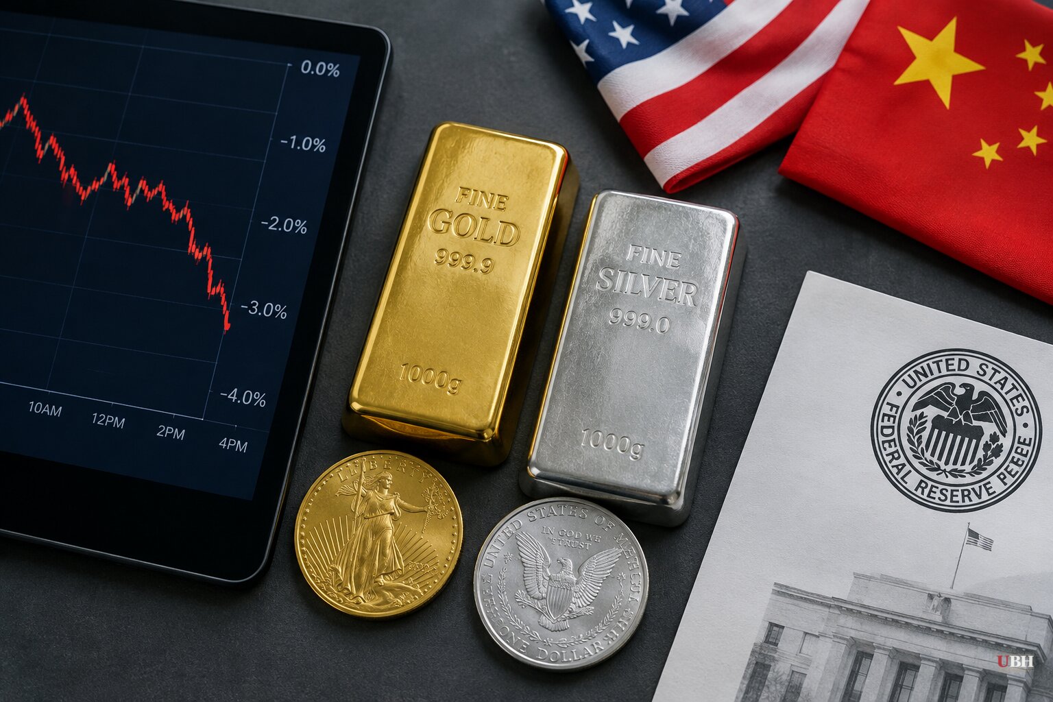 Gold Slips, Silver Drops 3% as Hawkish Fed Comments Hit Metals Ahead of Trump-Xi Summit
