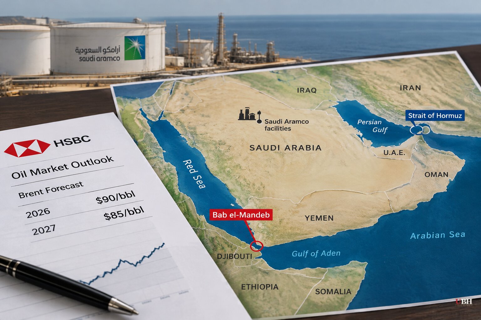 HSBC Raises 2027 Brent Forecast to $85 as Houthis Strike Saudi Aramco Facilities, Opening a Second Oil Chokepoint