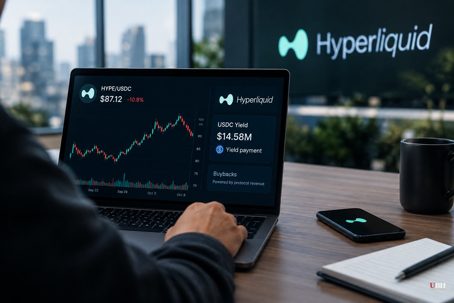 HYPE trades about 11% below its September record as Hyperliquid reports a $14.58M USDC yield payment