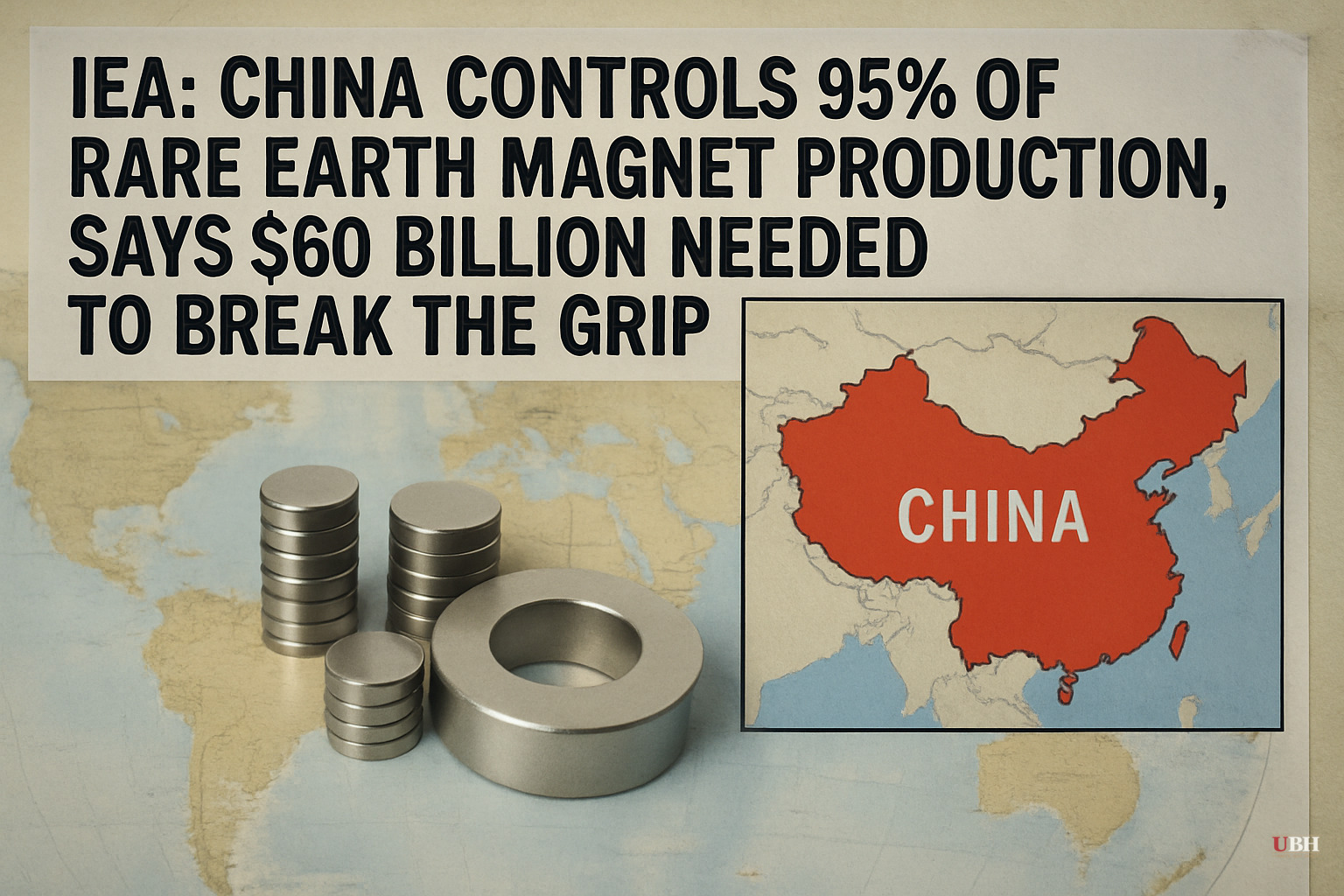 IEA: China Controls 95% of Rare Earth Magnet Production, Says $60 Billion Needed to Break the Grip
