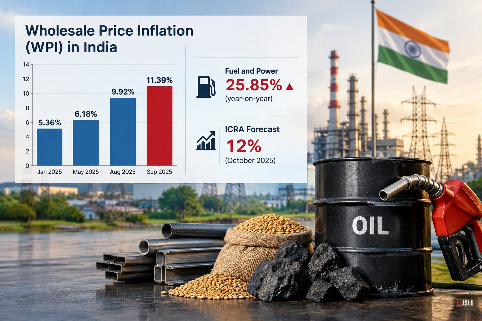 India's Wholesale Inflation Hits Series-High 11.39% in September, Up From 9.92% in August
