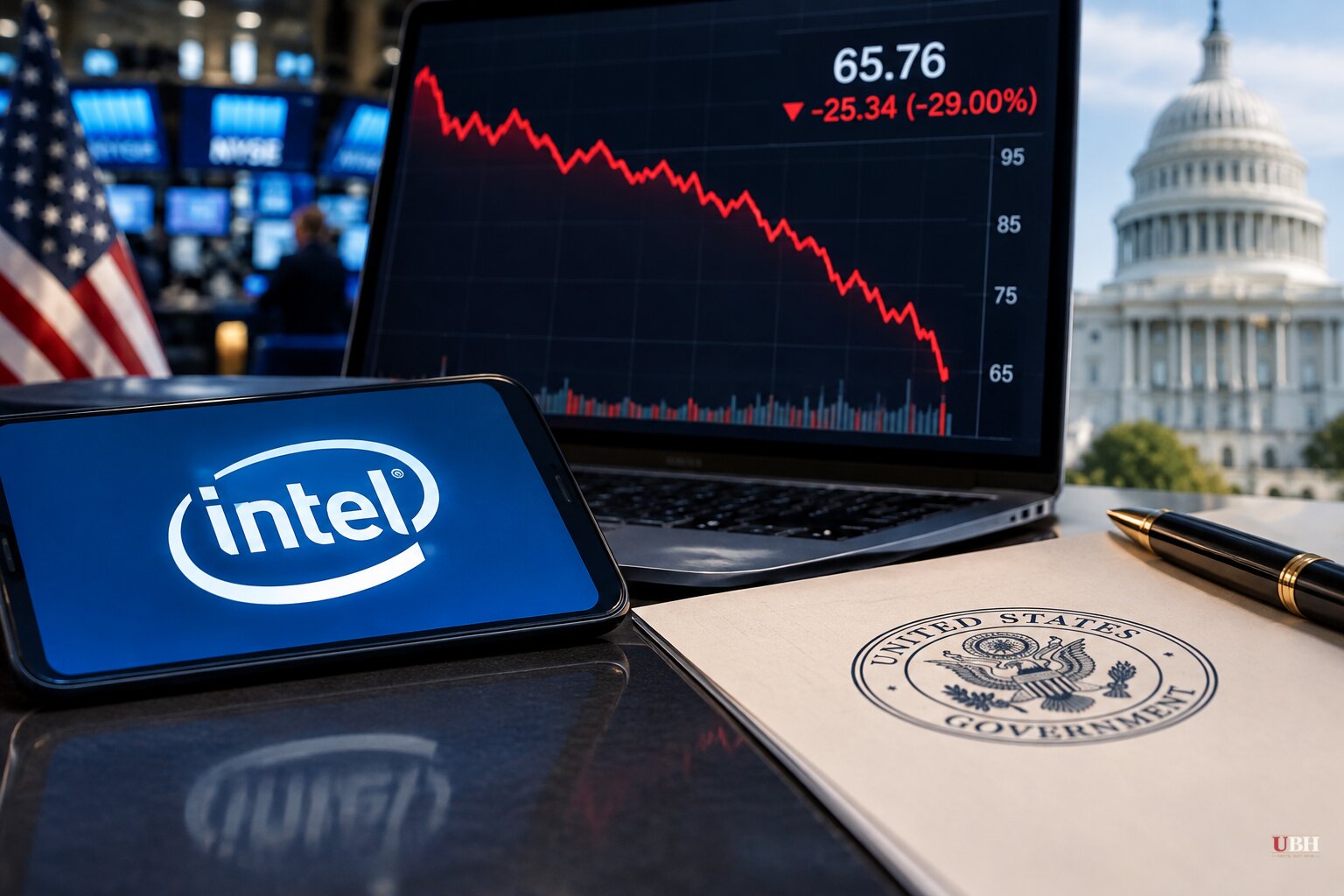 Intel Closes Friday at $65.76 After 29% Drop, Cutting About $12 Billion From U.S. Government Stake