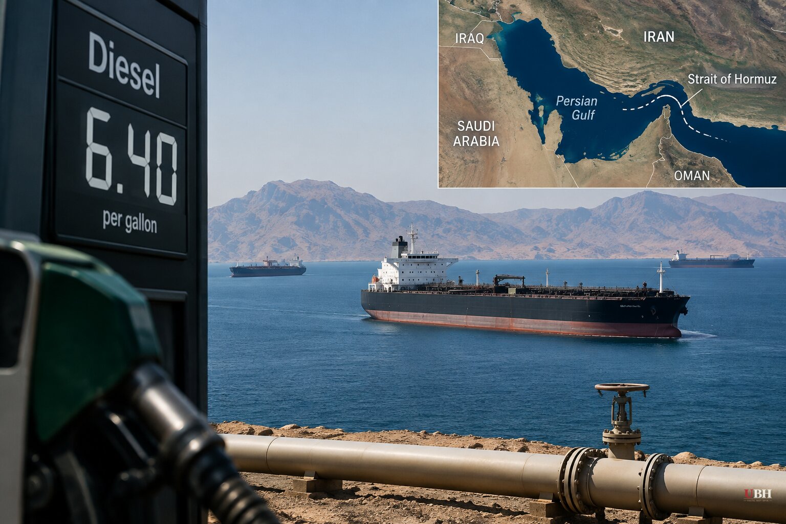 Iran War Pushes Diesel to Record $6.40 a Gallon as Tanker Rates Top $1 Million a Day