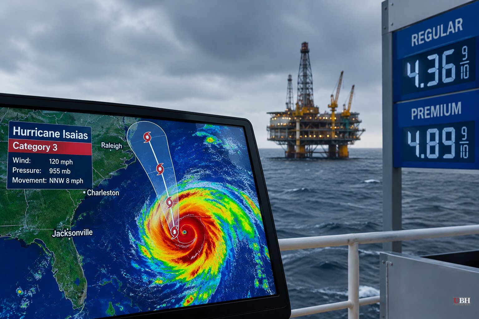 Isaias Strengthens to Category 3 as Gulf Oil Shut-Ins Reach 63% and Gas Holds Near $4.36
