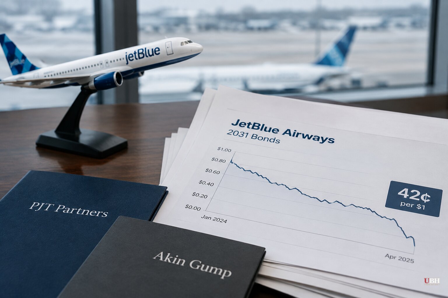 JetBlue Creditors Hire Restructuring Advisers as 2031 Bonds Fall to 42 Cents, WSJ Reports