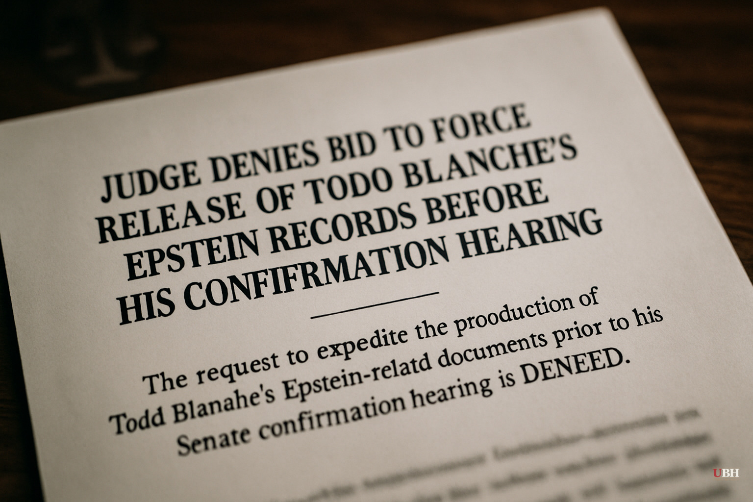Judge Denies Bid to Force Release of Todd Blanche's Epstein Records Before His Confirmation Hearing