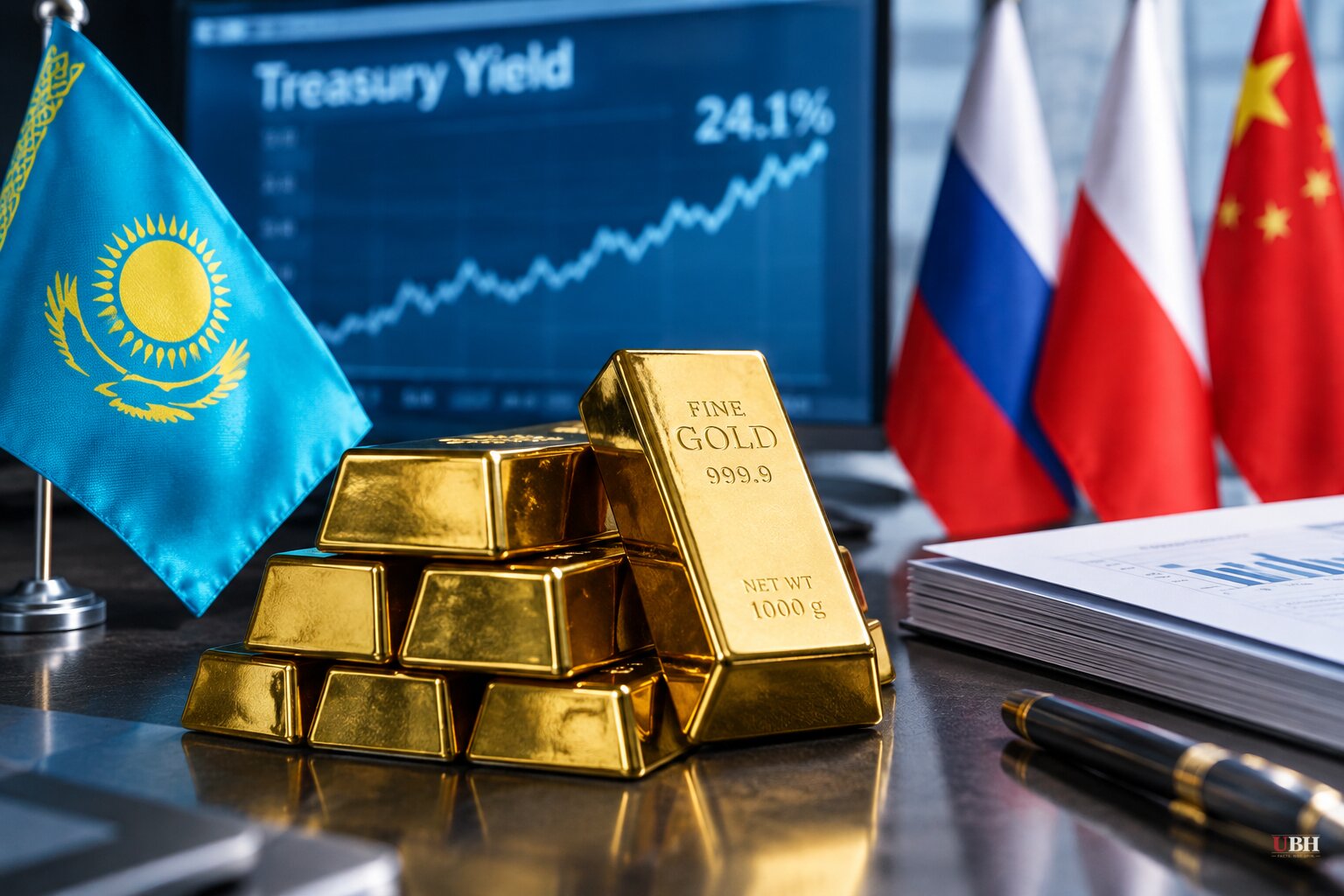 Kazakhstan Starts Selling Gold, Citing 24-Year-High Treasury Yields, as Russia Cuts and Poland, China Keep Buying