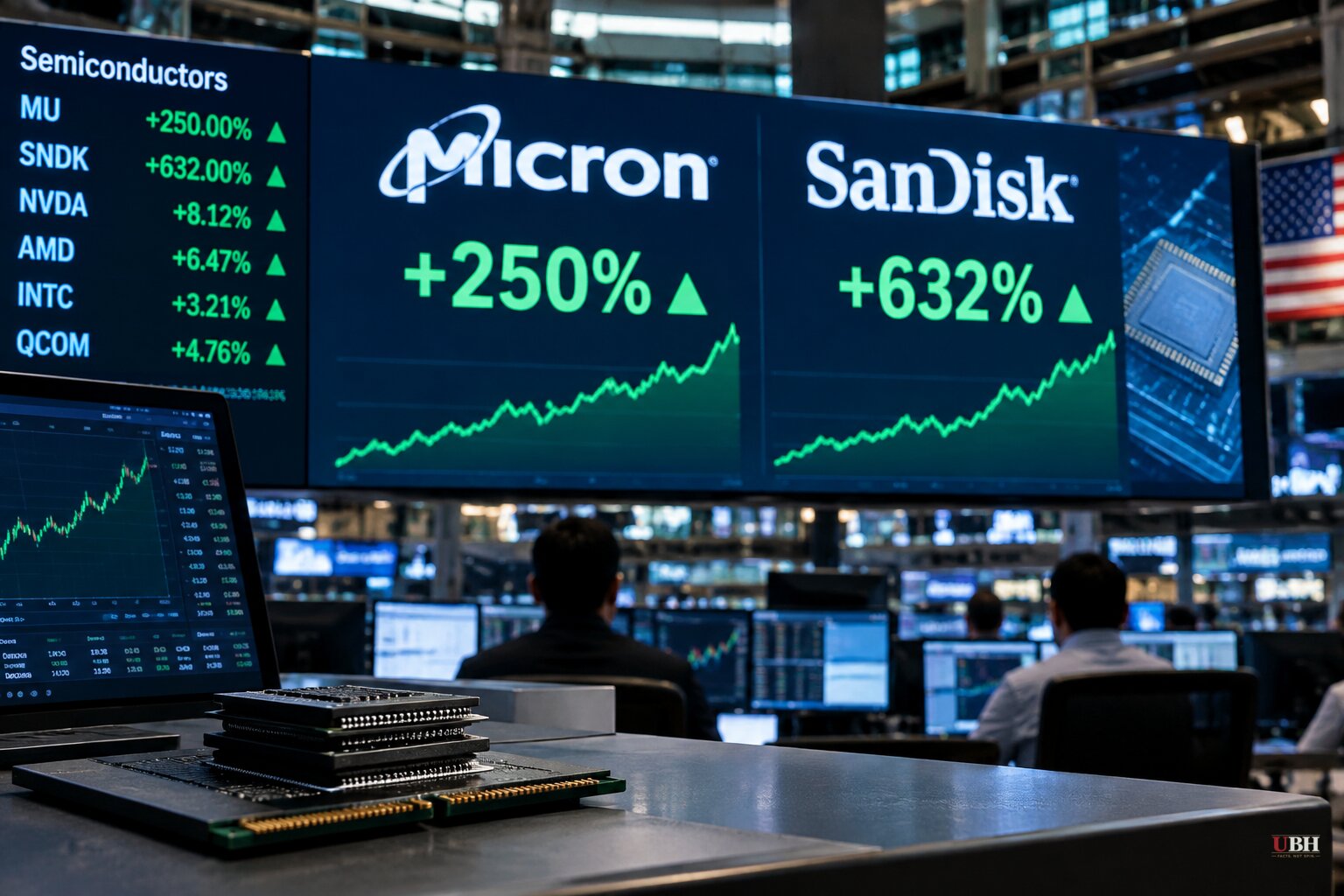 Memory Chip Shortage Sends Micron Up 250% and Sandisk Up 632% as AI Earnings Season Delivers Record Beats