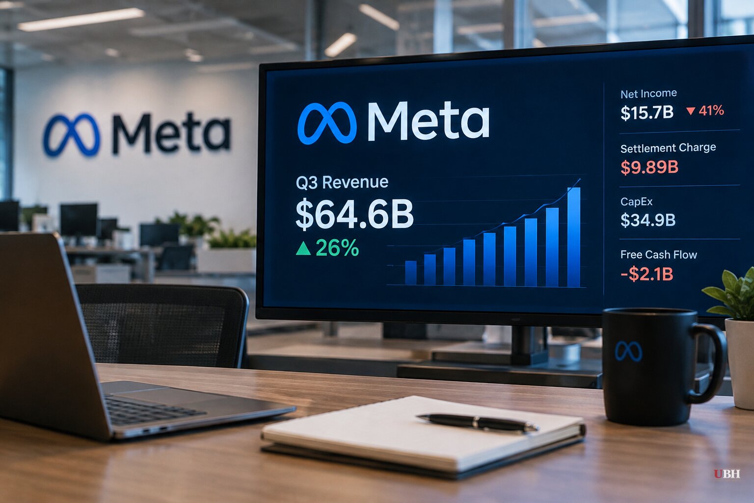Meta Q3 Revenue Rises 26% to $64.6 Billion as $9.89 Billion Settlement Charge Cuts Profit and Free Cash Flow Turns Negative