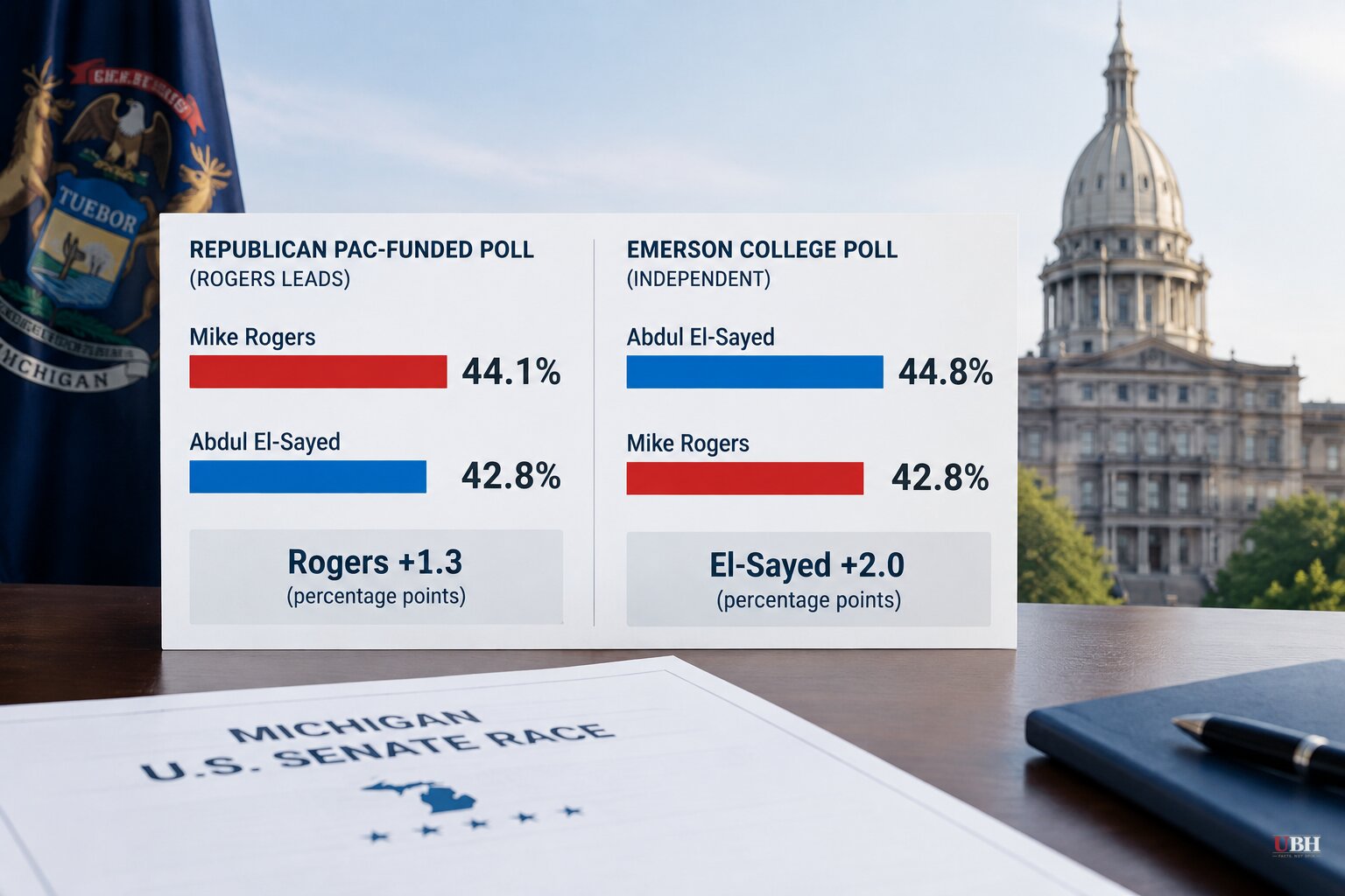Michigan Senate Race: GOP-Funded Poll Shows Rogers Narrowly Ahead, Independent Surveys Still Favor El-Sayed