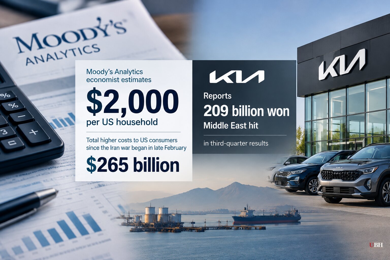 Moody's Economist Puts Iran War Cost at $2,000 Per US Household as Kia Reports 209 Billion Won Middle East Hit