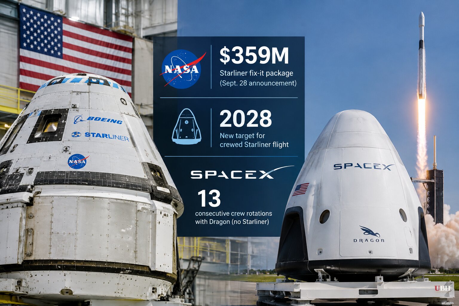 NASA Pays Boeing $359 Million to Fix Starliner, Delays Crewed Flight to 2028 as SpaceX Eyes Dragon's Retirement