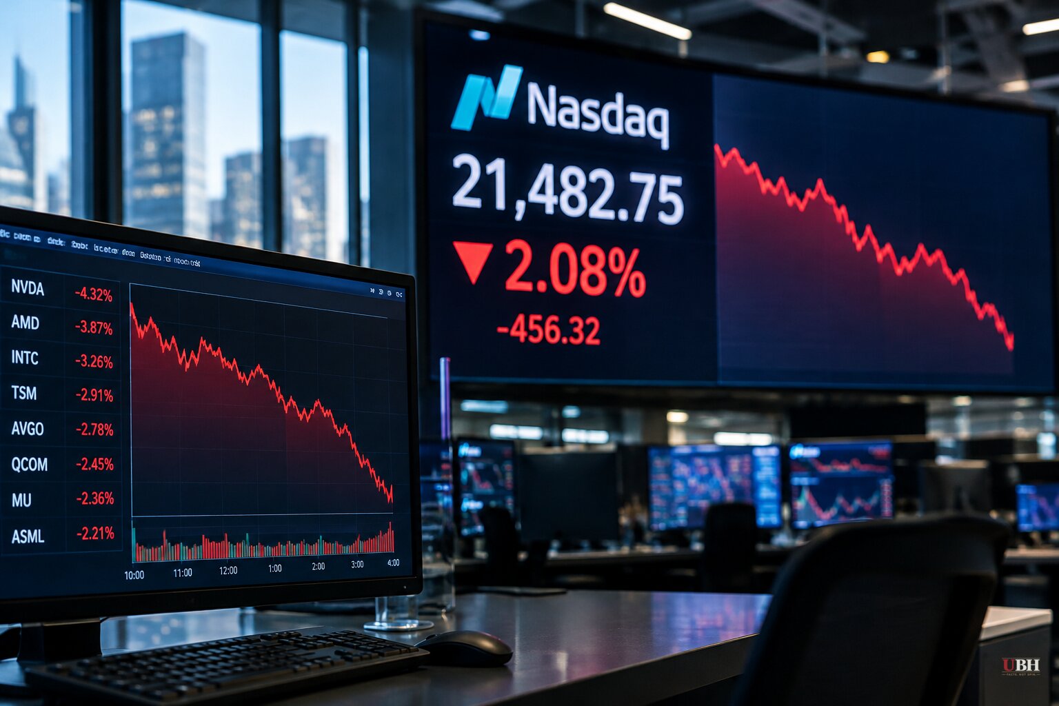 Nasdaq Down 2% at Midday as AI Debt Stress Builds and IMF Warns of Downside