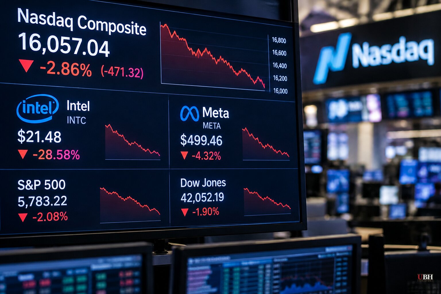 Nasdaq Ends Worst Month Since March 2025 as Intel Falls 28.6% and S&P Cuts Meta Outlook to Negative