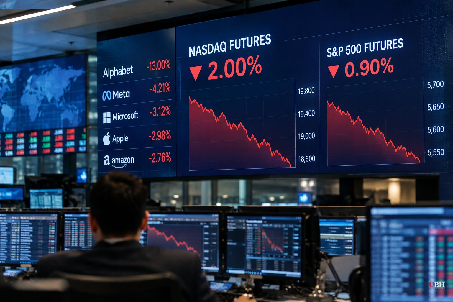 Nasdaq Futures Down 2% as Tech Selloff Spreads to Asia and Europe After Alphabet's 13% Drop