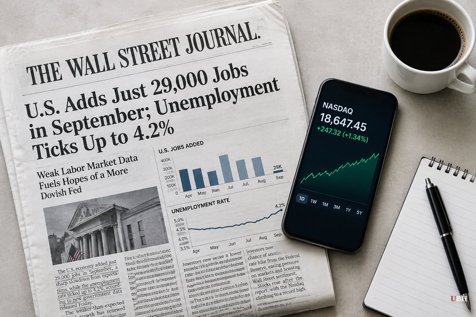 Nasdaq Sets Record as Weak September Jobs Report Cuts Odds of Another Fed Rate Hike
