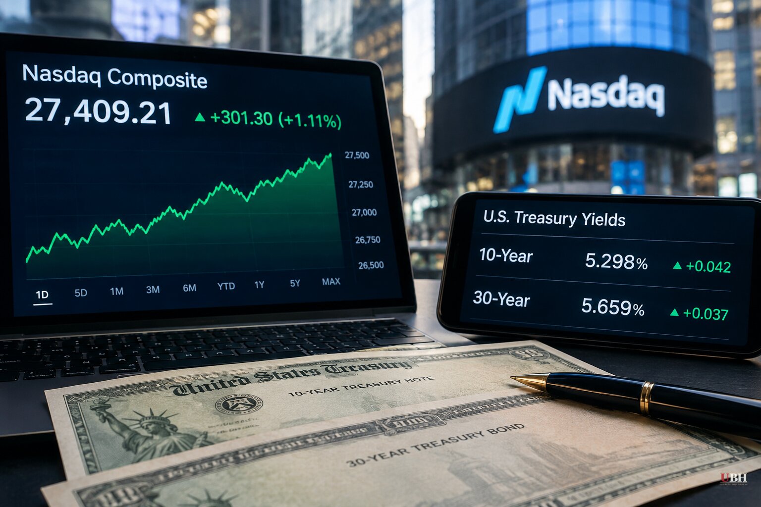 Nasdaq Sets Record High as 10-Year Treasury Yield Climbs Past 5.2%, Highest Since 2007