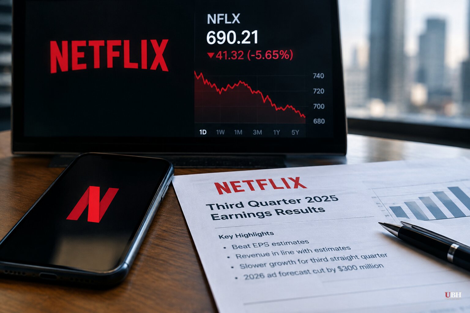 Netflix tops profit estimates, cuts 2026 ad forecast to $2.7 billion; shares drop about 6% after hours