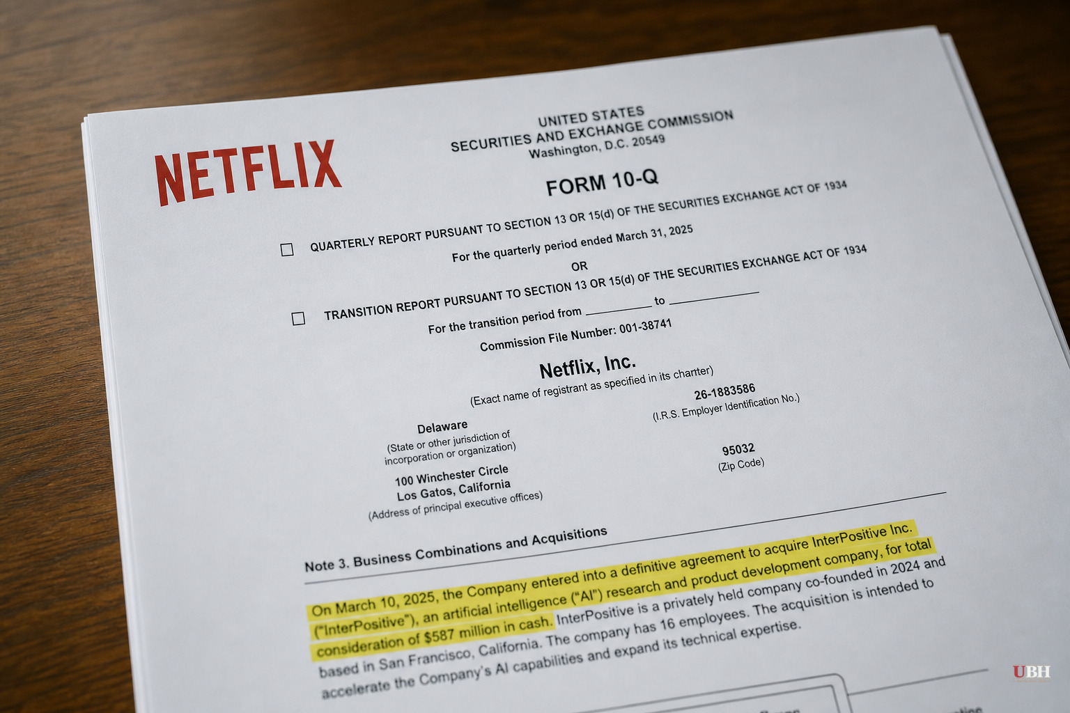Netflix's SEC Filing Confirms $587 Million Cash Price for Ben Affleck's AI Startup InterPositive