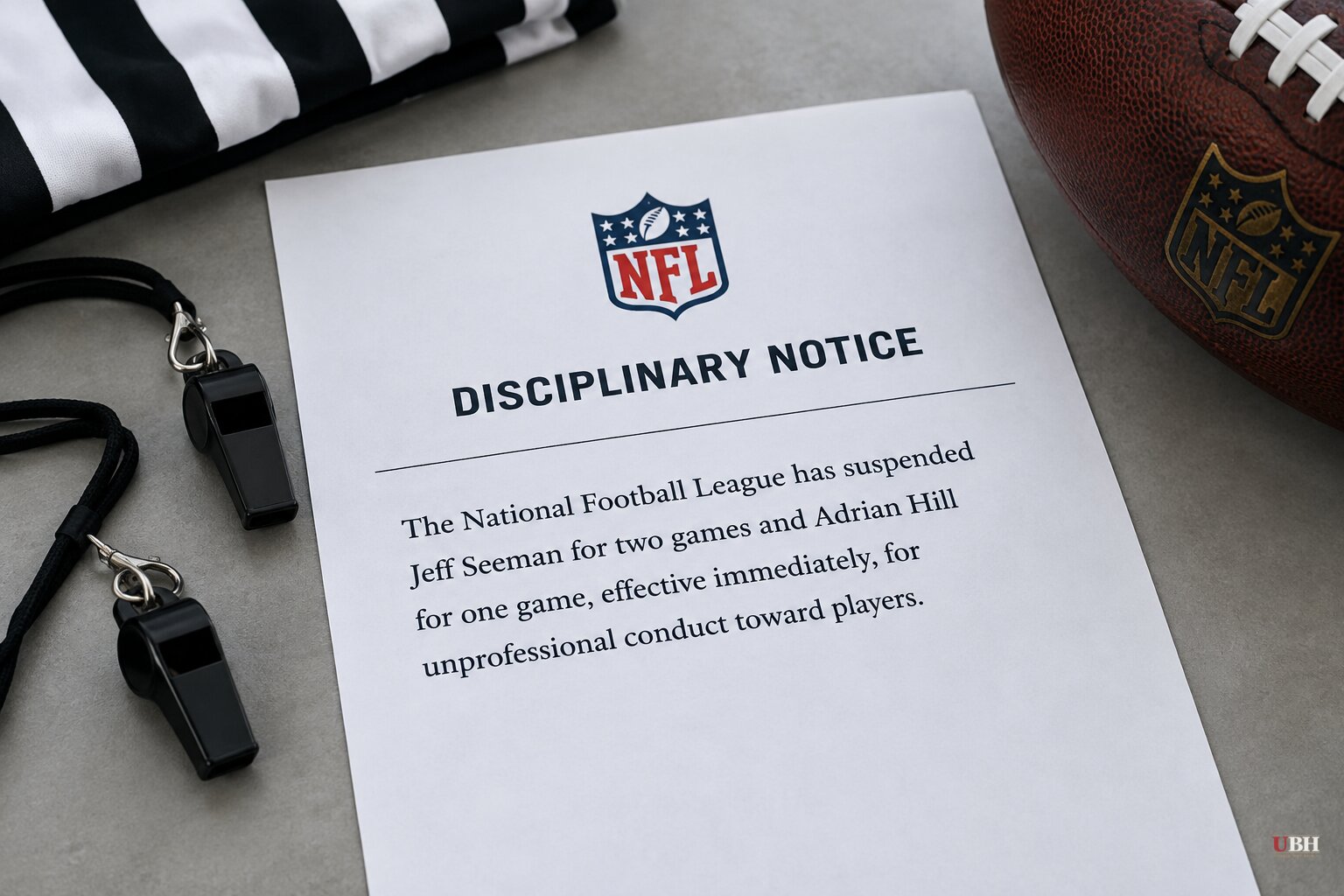 NFL Suspends Officials Jeff Seeman and Adrian Hill for Unprofessional Conduct Toward Players