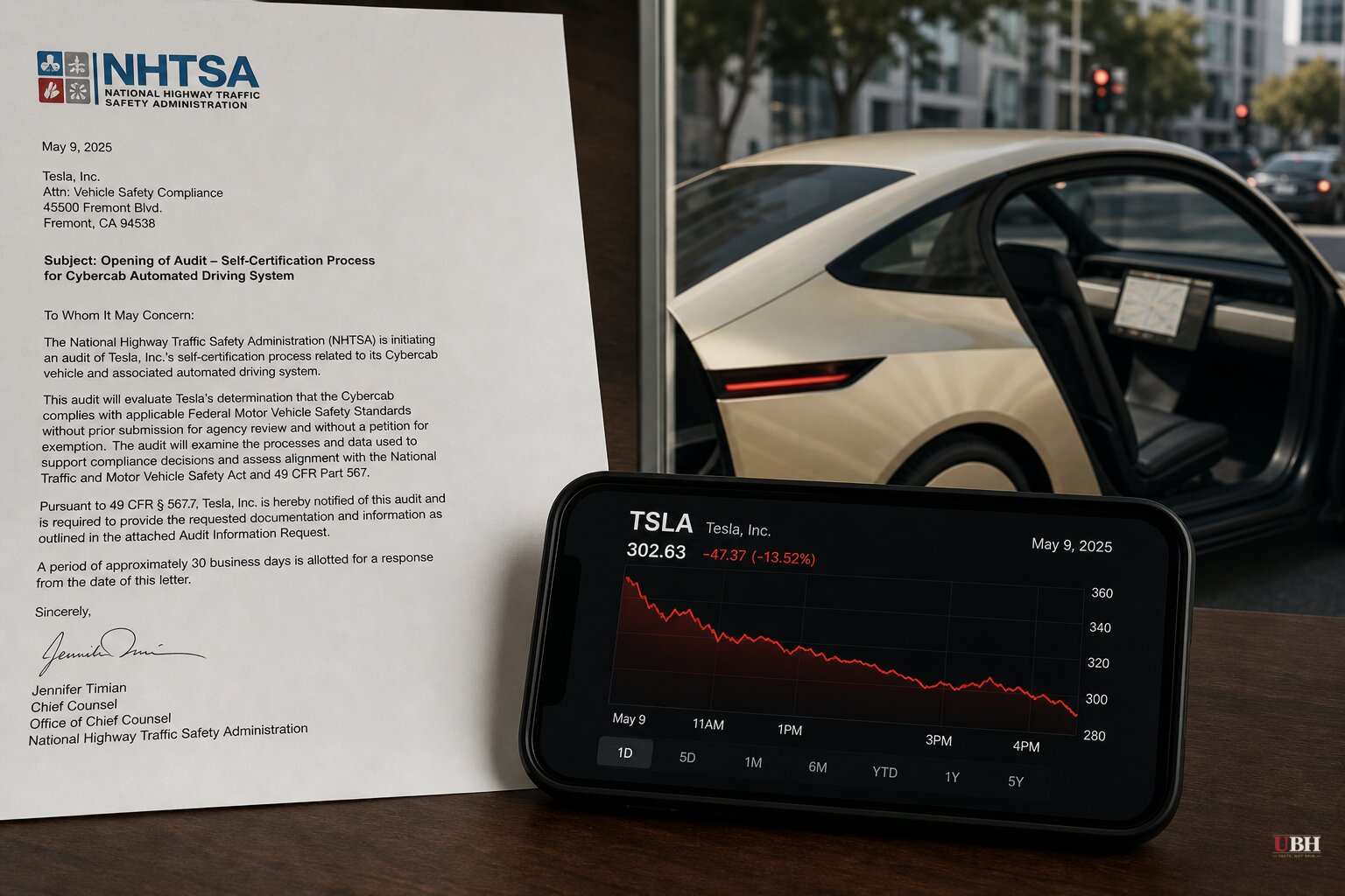 NHTSA Opens Audit Into Tesla's Cybercab Self-Certification, Shares Fall Following Austin Launch