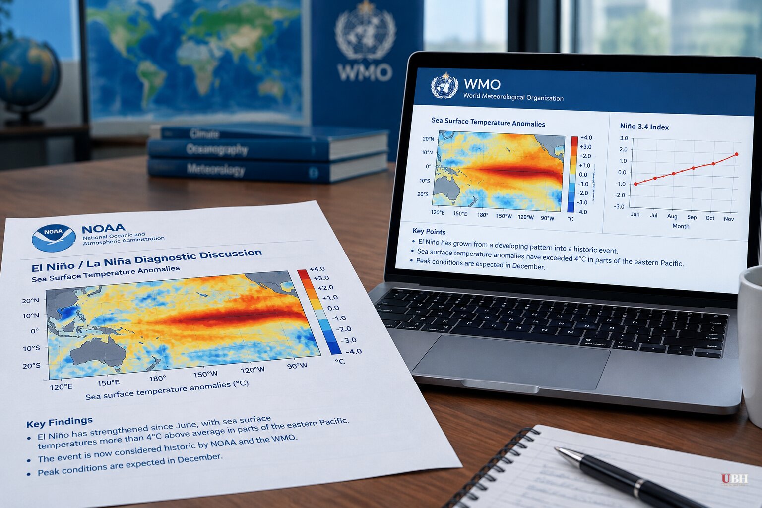 NOAA and WMO Detail a Strengthening El Niño: Anomalies Above 4°C, Peak Expected in December