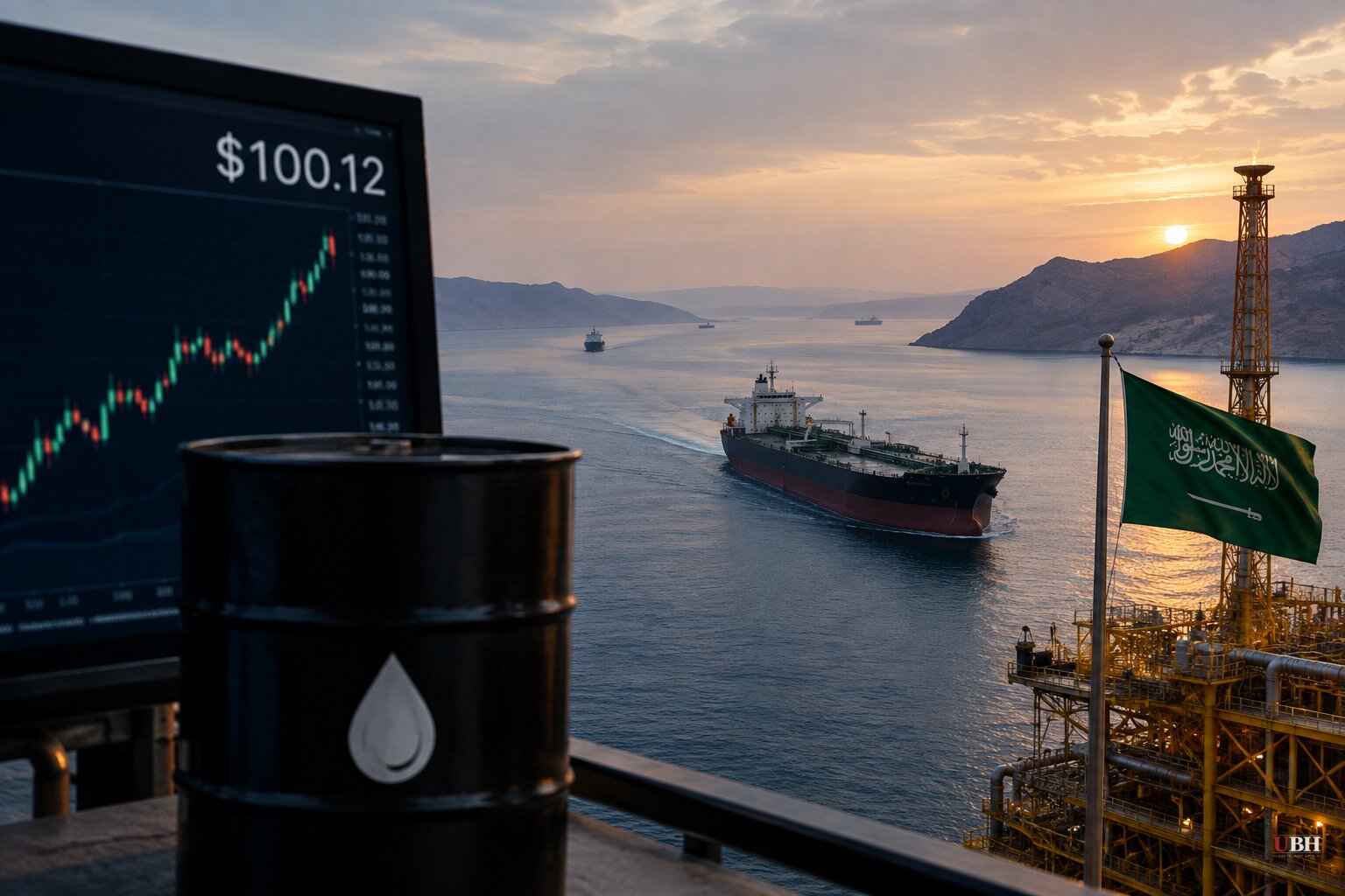 Oil Tops $100 a Barrel Again as Houthi Strikes Hit Saudi Aramco, and Washington Claims Progress Degrading Iran's Hormuz Sensors