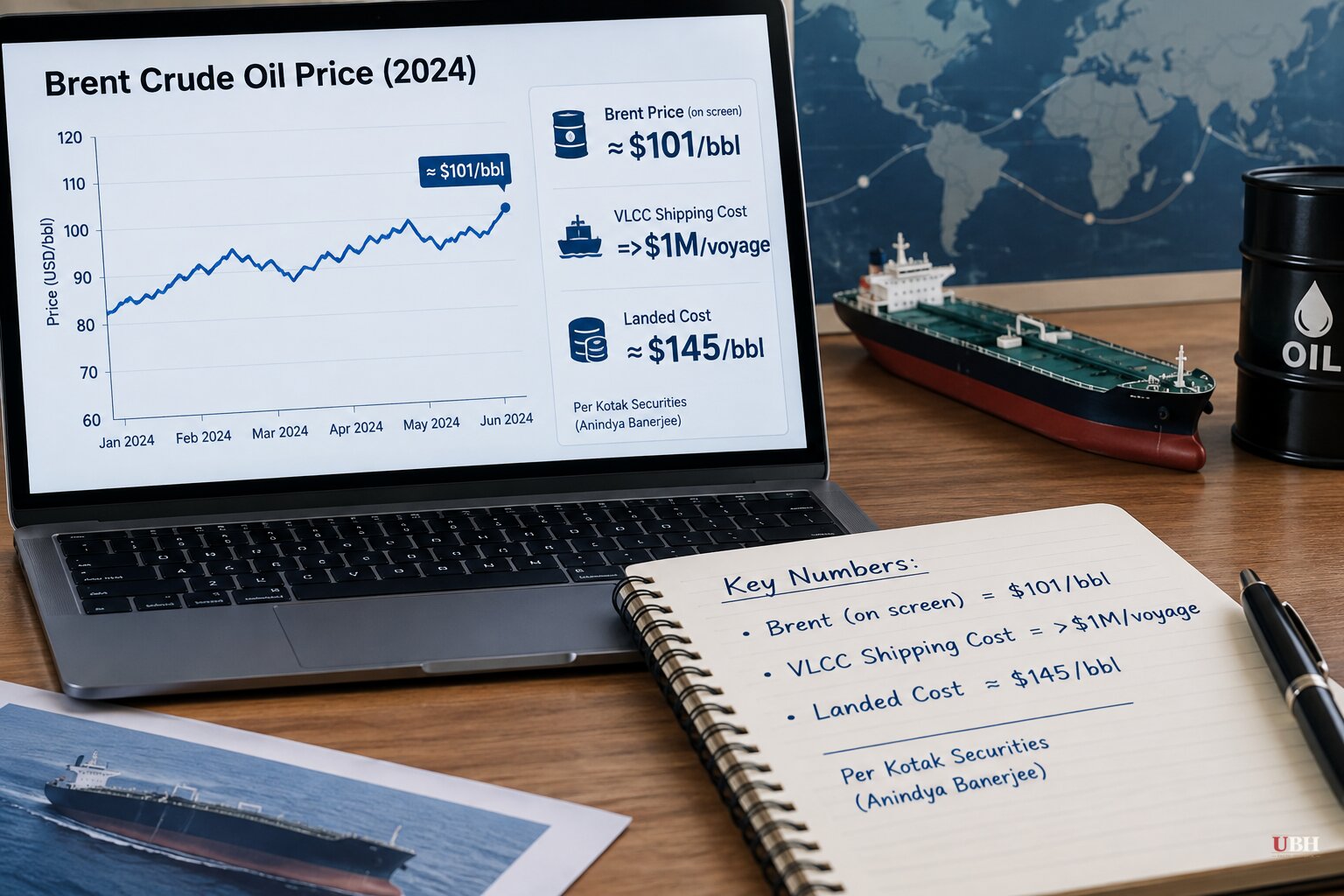 Oil Trades at $101 on Screen, But Landed Barrels Could Cost $145, Kotak Securities Says