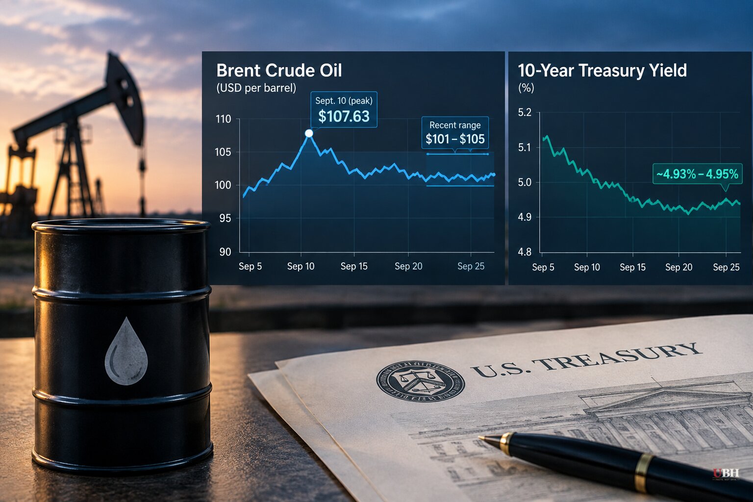 Oil's Pullback From $107.63 Peak Drags Treasury Yields Back Toward 4.93%, Even After the Fed's First Hike Since 2023
