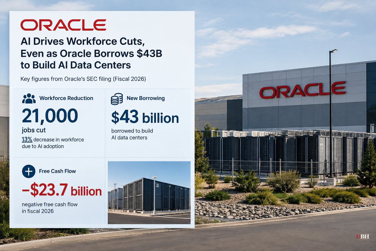 Oracle Blames AI for 21,000 Job Cuts After Borrowing $43 Billion to Build AI Data Centers