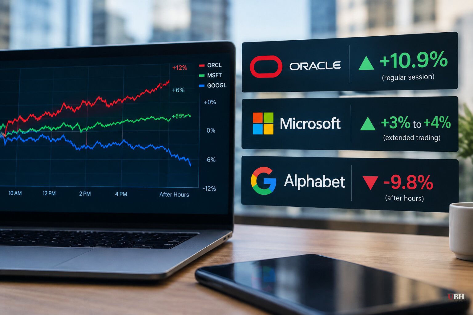 Oracle Closes Nearly 11% Higher After Pledging a Financing Cap; Alphabet Falls Nearly 10% After Hours
