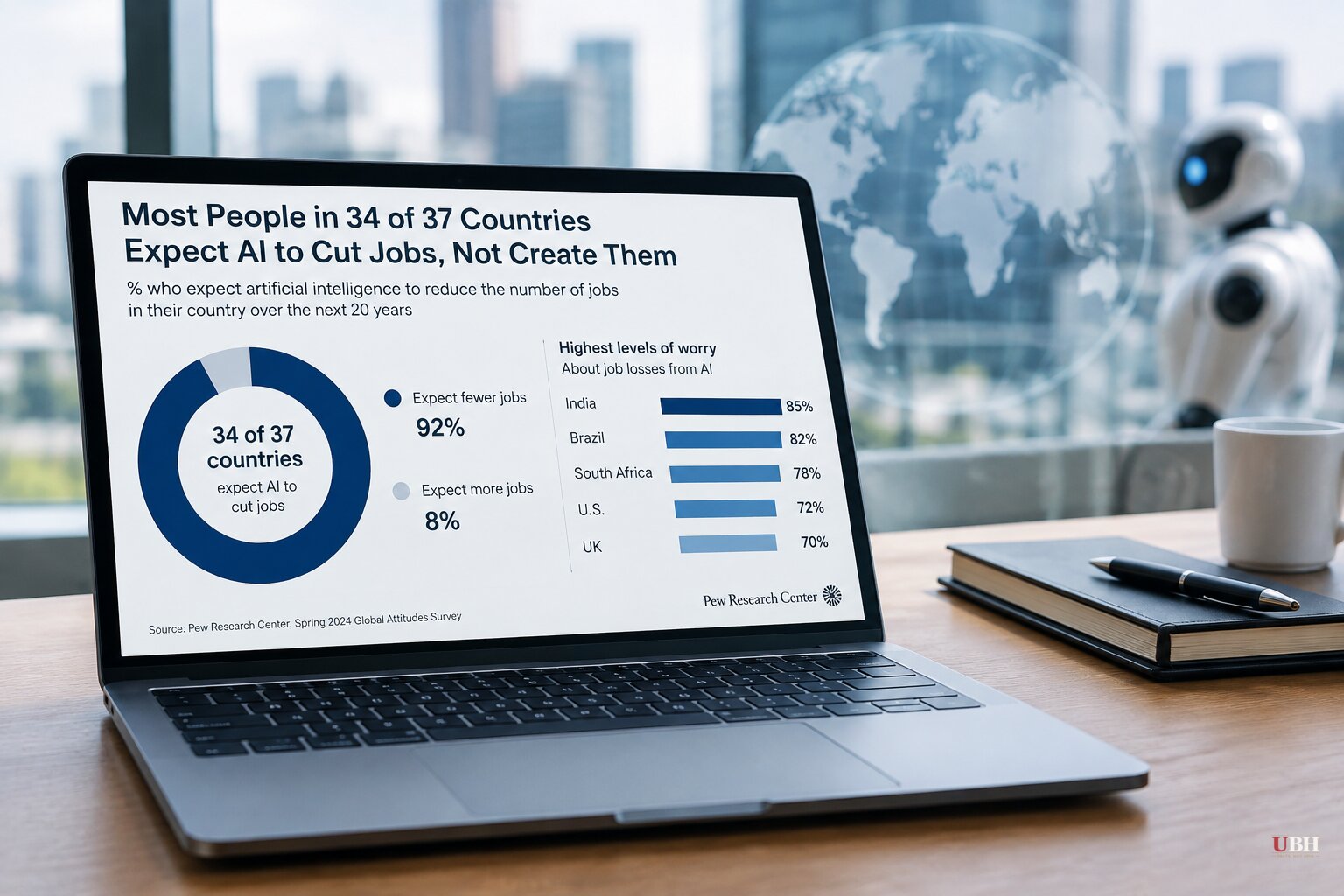 Pew Survey: People in 34 of 37 Countries Now Expect AI to Cut Jobs, Not Create Them