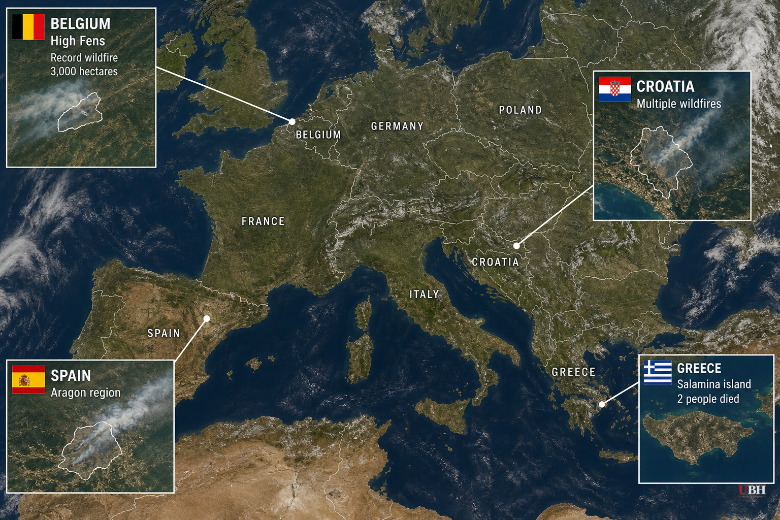 Rain Slows Belgium's Record Wildfire as Death Toll Rises Across Greece, Spain and Croatia