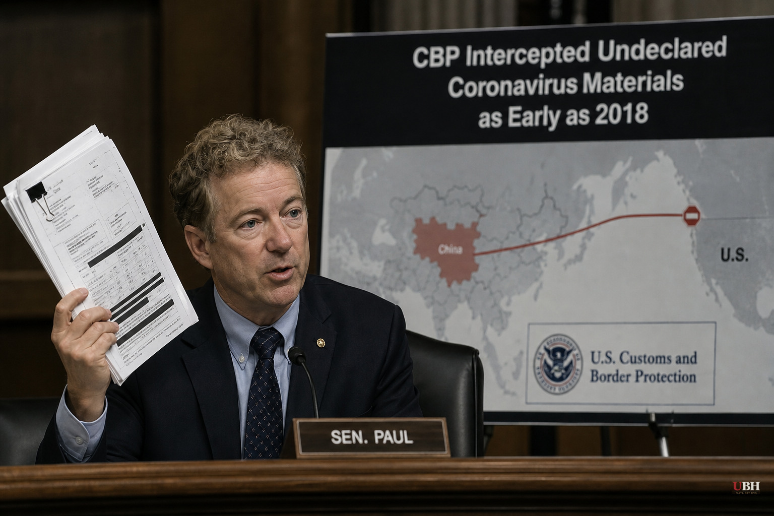Rand Paul Releases Documents Showing CBP Intercepted Undeclared U.S.-China Coronavirus Materials as Early as 2018