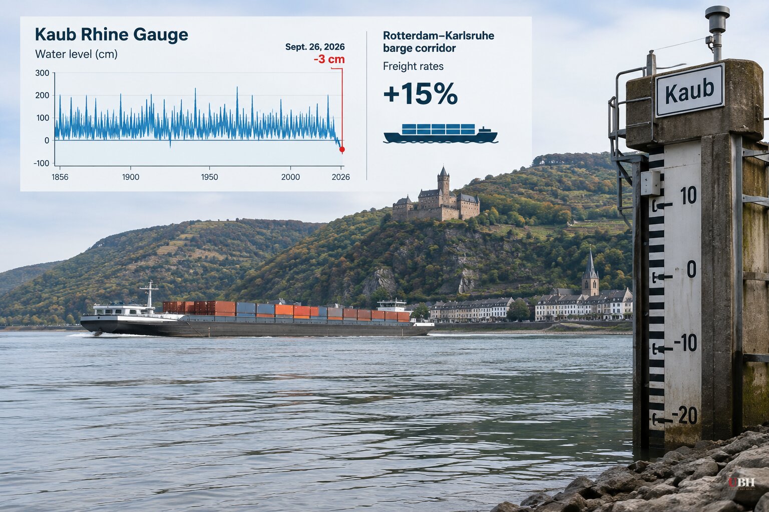 Rhine River Gauge Goes Negative for First Time in 170 Years, Germany's Fix Is Still 7 Years Away