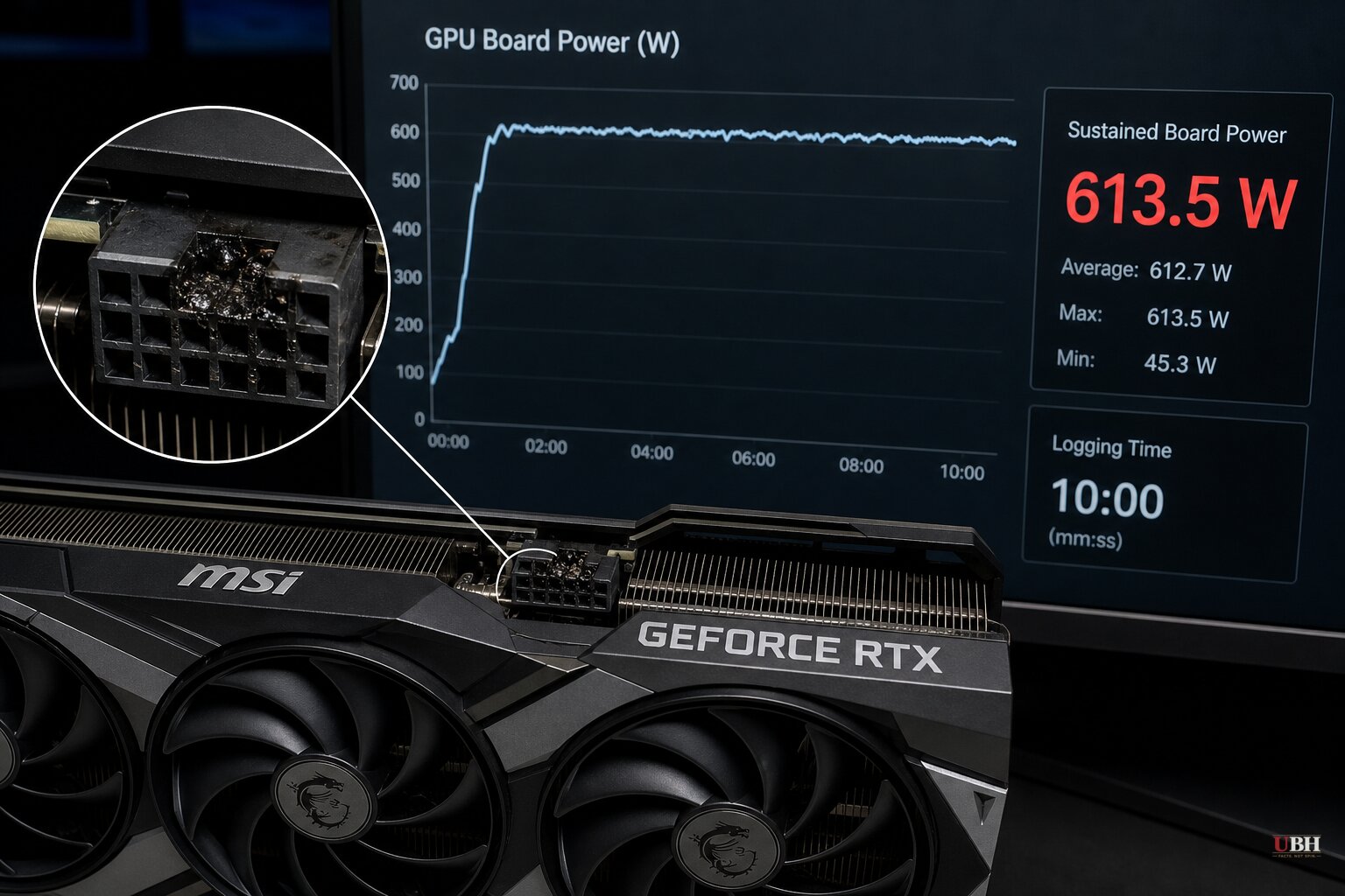 RTX 5090 Connector Melts During DLSS 5 Test: Board Power Hit 613.5W in Single User Report