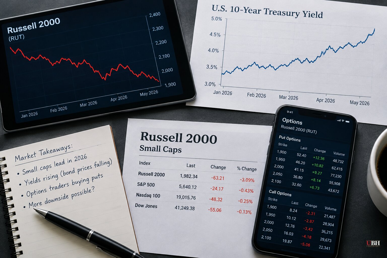 Russell 2000 Sheds Six Points of 2026 Gains as Treasury Yields Rise, Options Traders Bet on More Pain