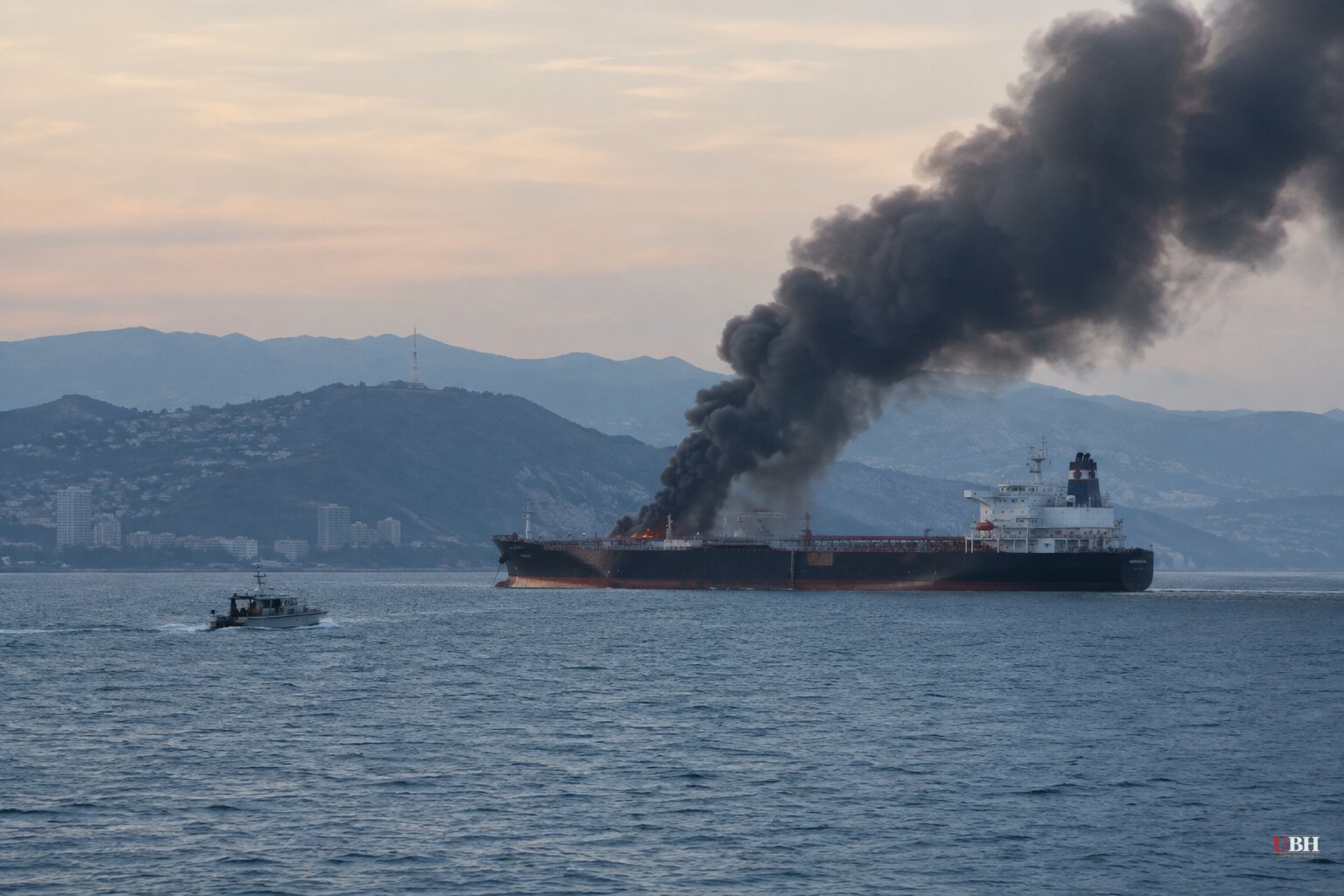 Russia Says Drone Strike Set Shadow Fleet Tanker Ablaze Off Sochi, 23 Crew Rescued