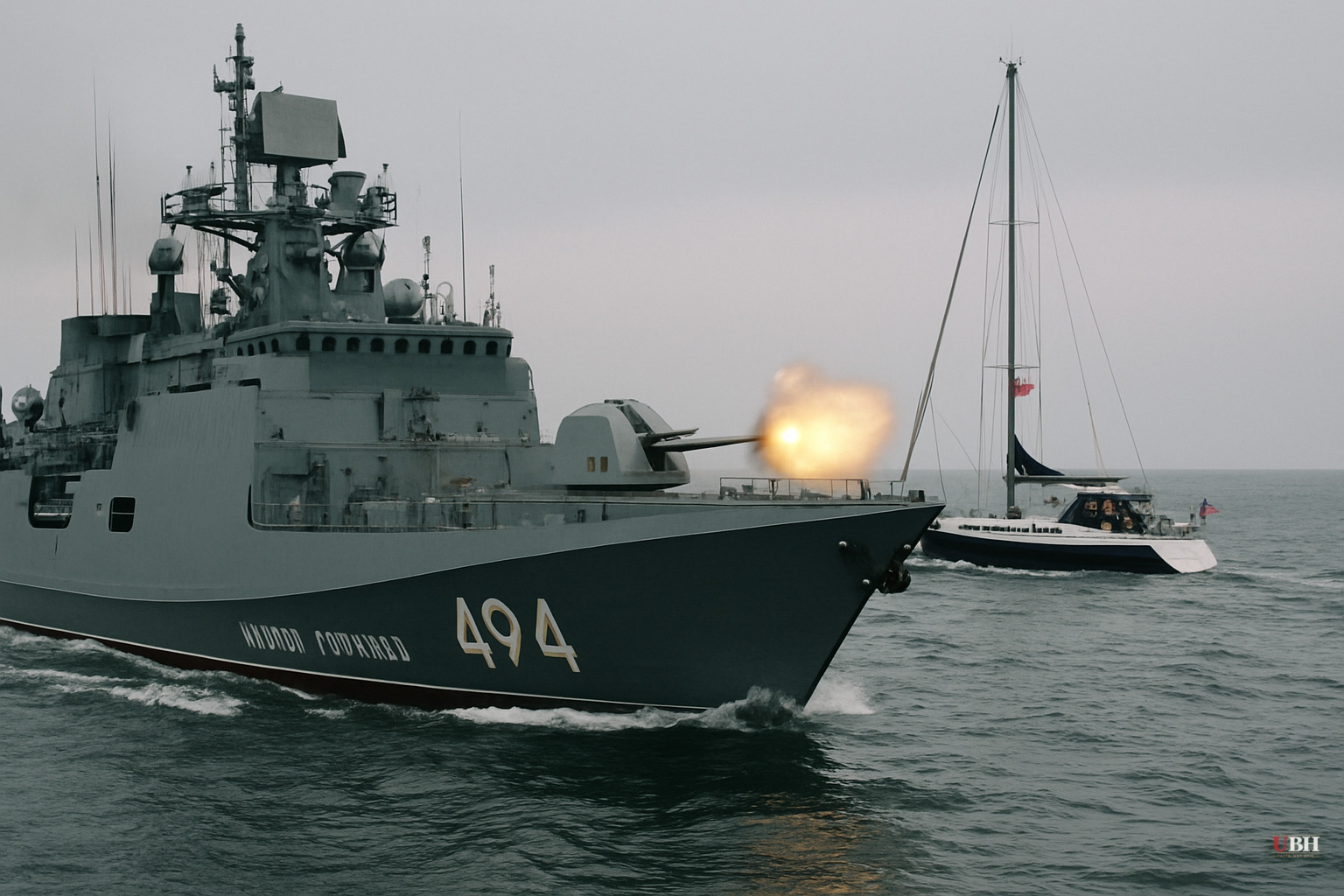 Russian Frigate Admiral Grigorovich Fired Warning Shots at British Yacht in the English Channel on Tuesday