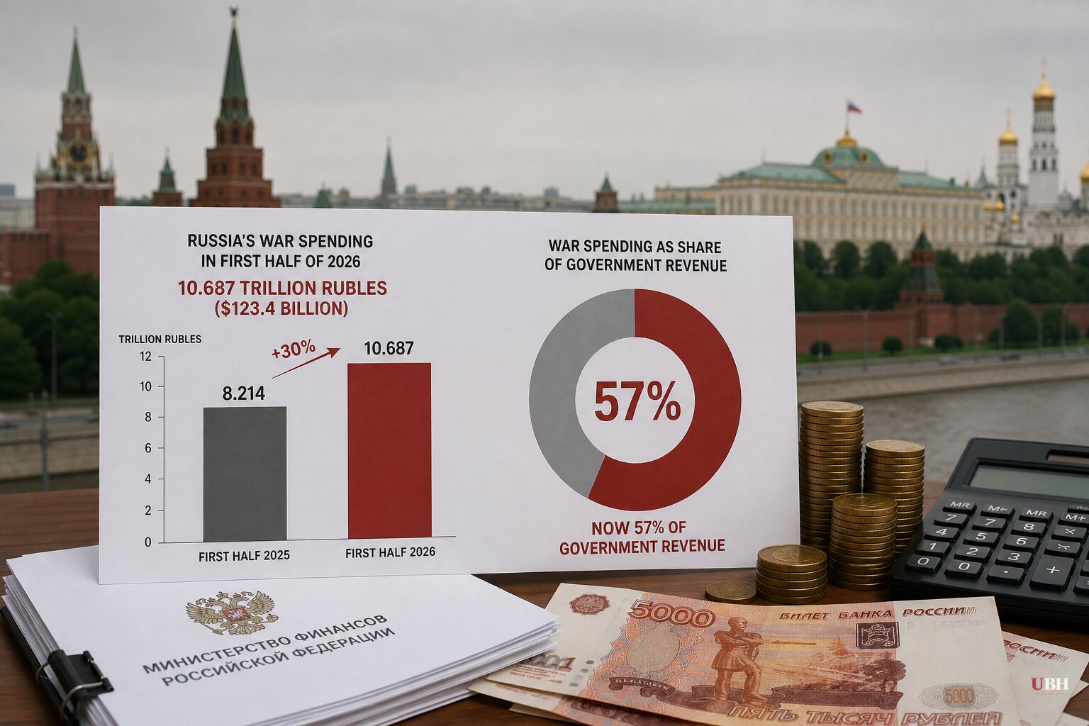 Russia's War Spending Hit Record $123 Billion in First Half of 2026, Now 57% of Government Revenue