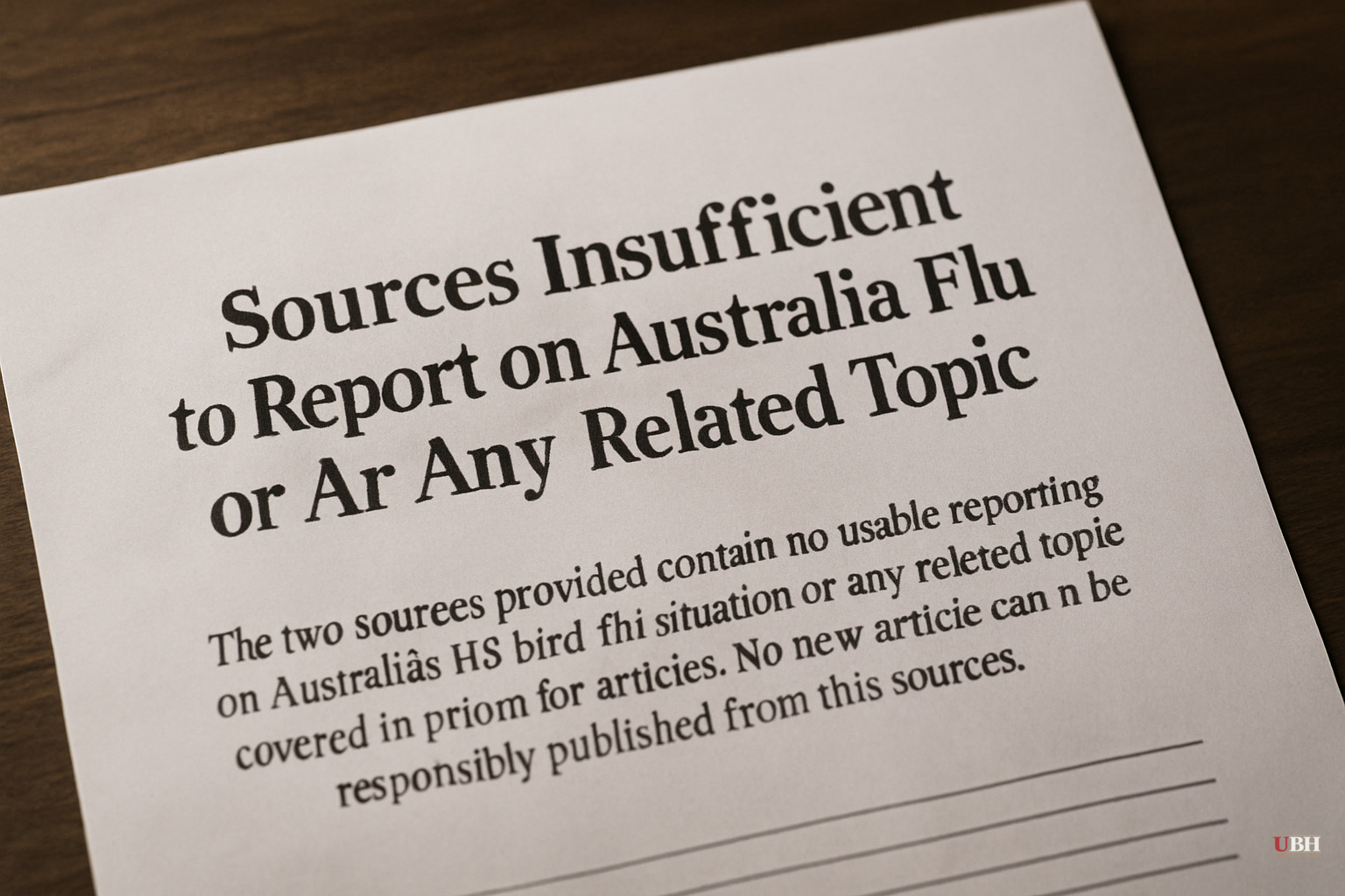 Sources Insufficient to Report on Australia Bird Flu or Any Related Topic