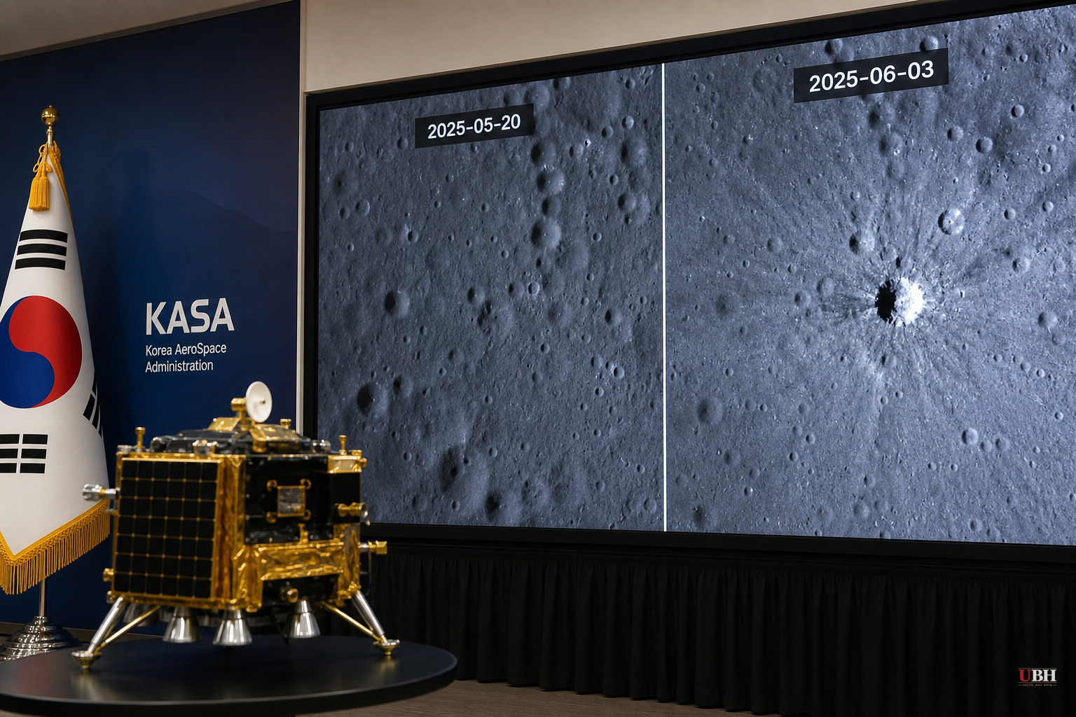 South Korea's Danuri Orbiter Photographs Moon Crater Left by SpaceX Rocket Debris